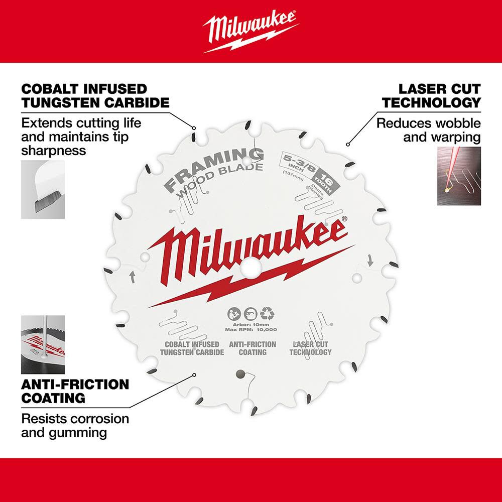 Milwaukee 5-3/8 in. 16T Framing Circular Saw Blade, large image number 4