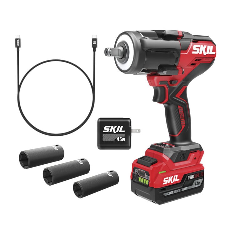 SKIL 20V Brushless 1/2 Inch Mid Torque Impact Wrench Kit