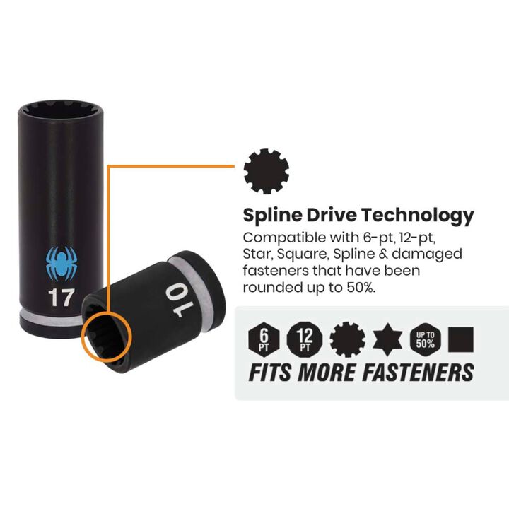Spyder 3/8 Inch Drive Metric Impact Socket Set with Adapter, 10 Pieces, large image number 2