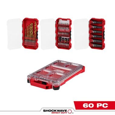 Milwaukee SHOCKWAVE Impact Duty 60PC Drill, Drive & Fasten with PACKOUT