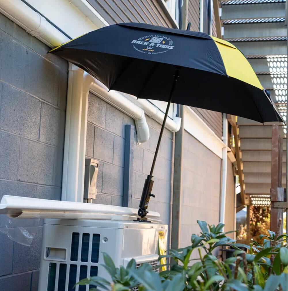Rack-A-Tiers Promotional Racky 43-Inch Square Jobsite Umbrella, Black and Yellow, large image number 3