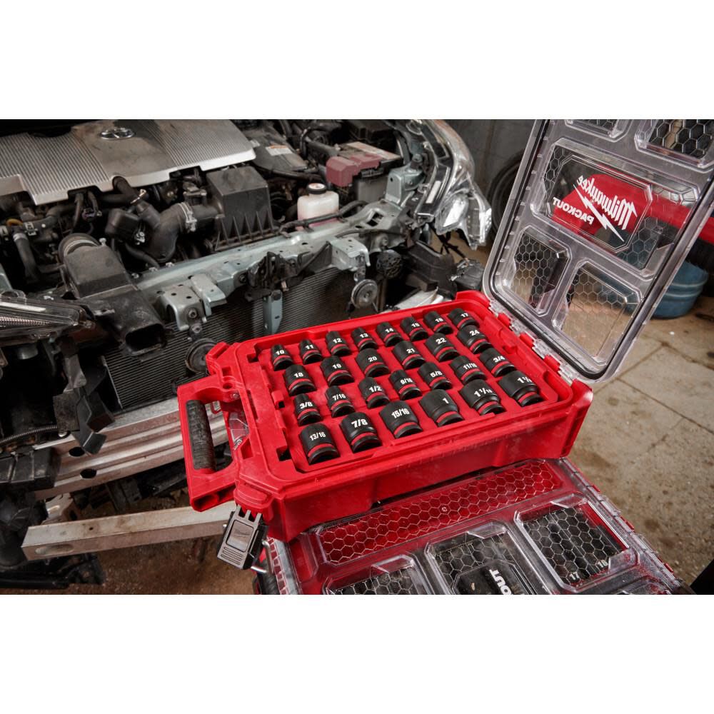 Milwaukee Promotional SHOCKWAVE Impact Duty Socket 1/2 Dr 27PC SAE/MM PACKOUT Set, large image number 11