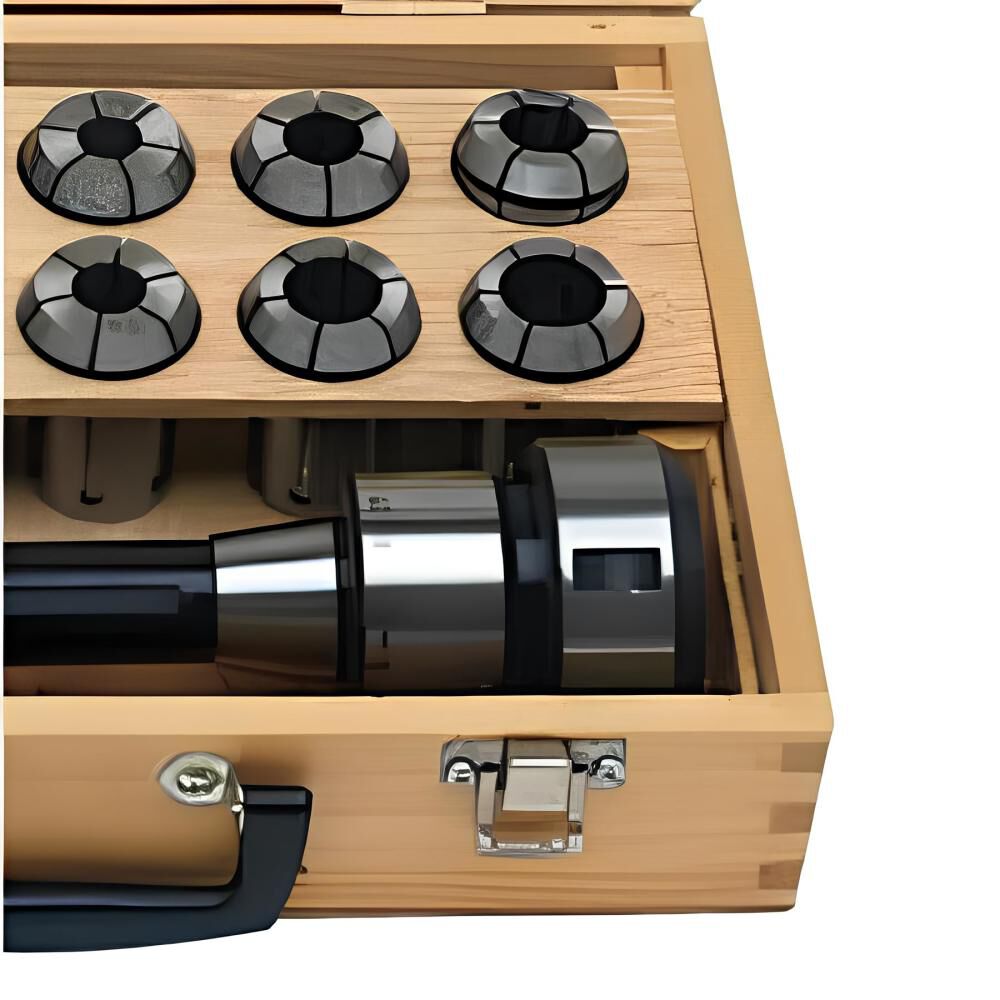 JET CCS-1 Mill Chuck and Collet Set with Wooden Case 17 Pieces, large image number 4