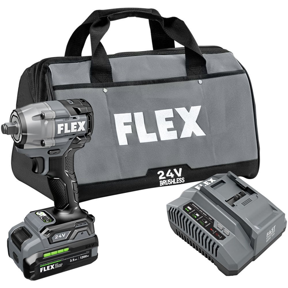 FLEX 24V Cordless 1/2 Inch Compact Impact Wrench Stacked Lithium Kit, large image number 1