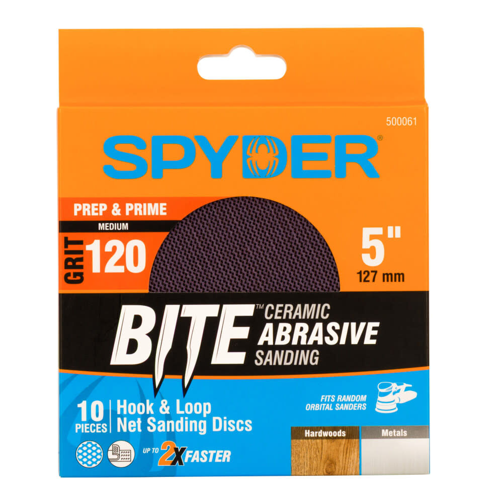 Spyder 120 Grit Ceramic Sanding Discs, Ceramic Net, 5 Inch Hook & Loop 10 Pieces, large image number 1