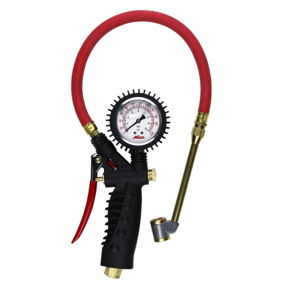Milton S-578A Pro Analog Pistol Grip Inflator Gauge - Large Bore Dual Chuck and 15in Hose - 230 PSI, large image number 1