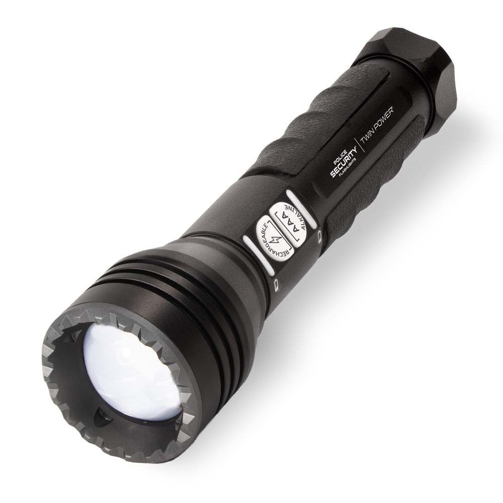 Police Security TWIN POWER LONG THROW 450 Lumens Alkaline Rechargeable Flashlight, large image number 1