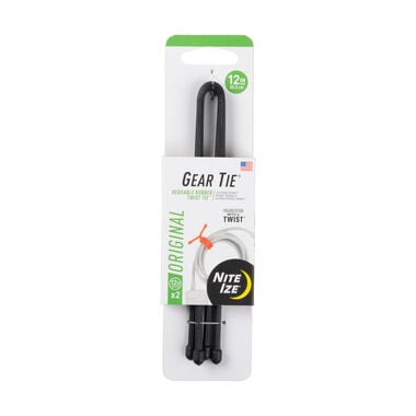 Nite Ize Gear Tie Reusable Rubber Twist Tie 12in 2pk Black