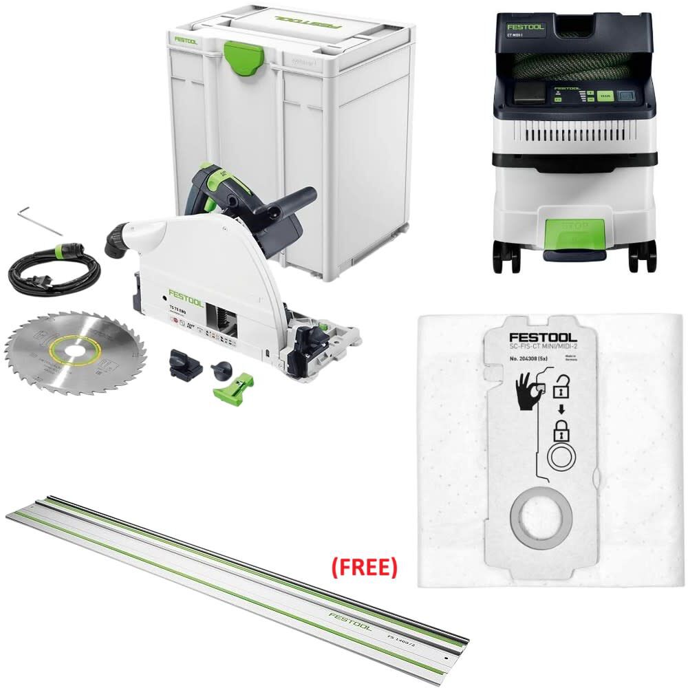 Festool TS 75 EQ-F-Plus Track Saw Bundle - 576118-578512