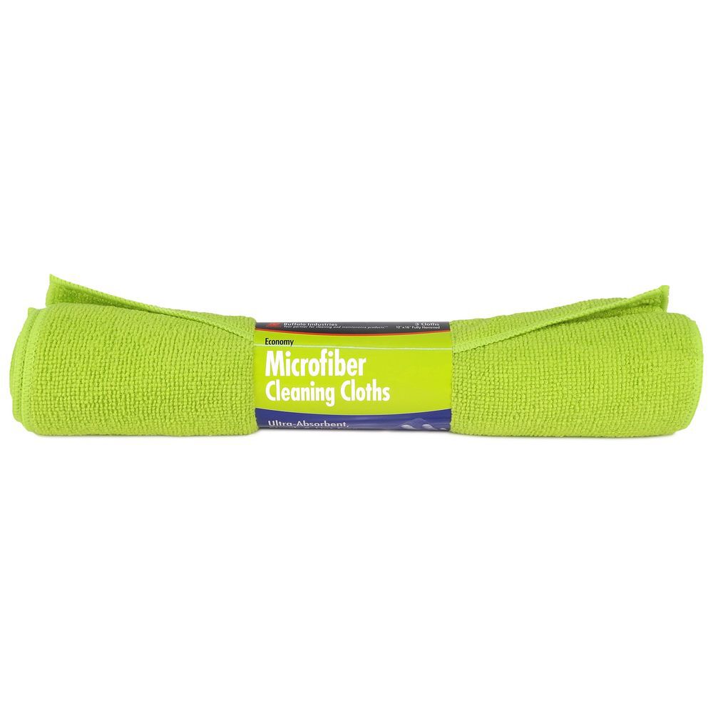 Buffalo Industries 12 x 16in Green Microfiber Cleaning Cloth 3pk Roll, large image number 1