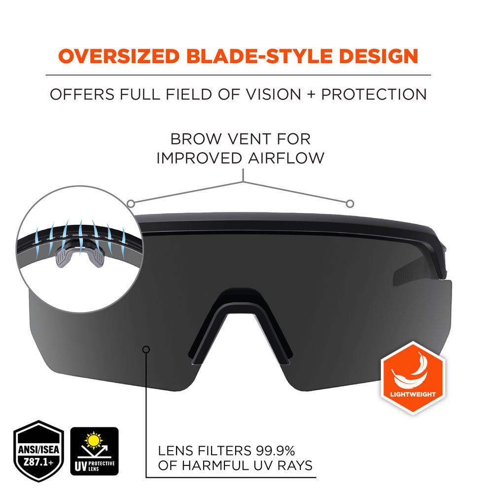 Ergodyne Polarized Safety Glasses, Matte Black Frame, Smoke Lens, large image number 2