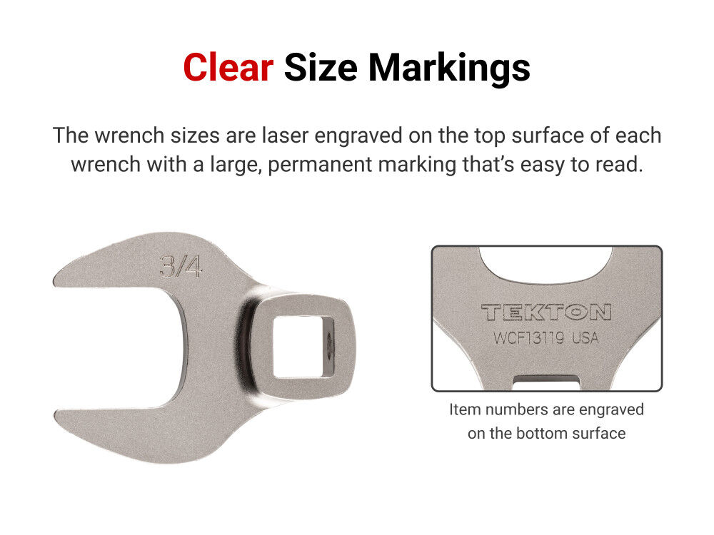 Tekton 3/8 Inch Drive Crowfoot Wrench Set 12 Piece 8 - 19 mm, large image number 5