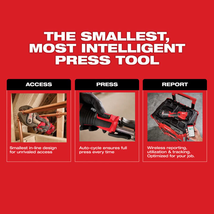 Milwaukee M12 FORCE LOGIC Press Tool Kit with ONE KEY with 3/8 Inch, 3/4 Inch, & 7/8 Inch Streamline ACR Press Jaws, large image number 5