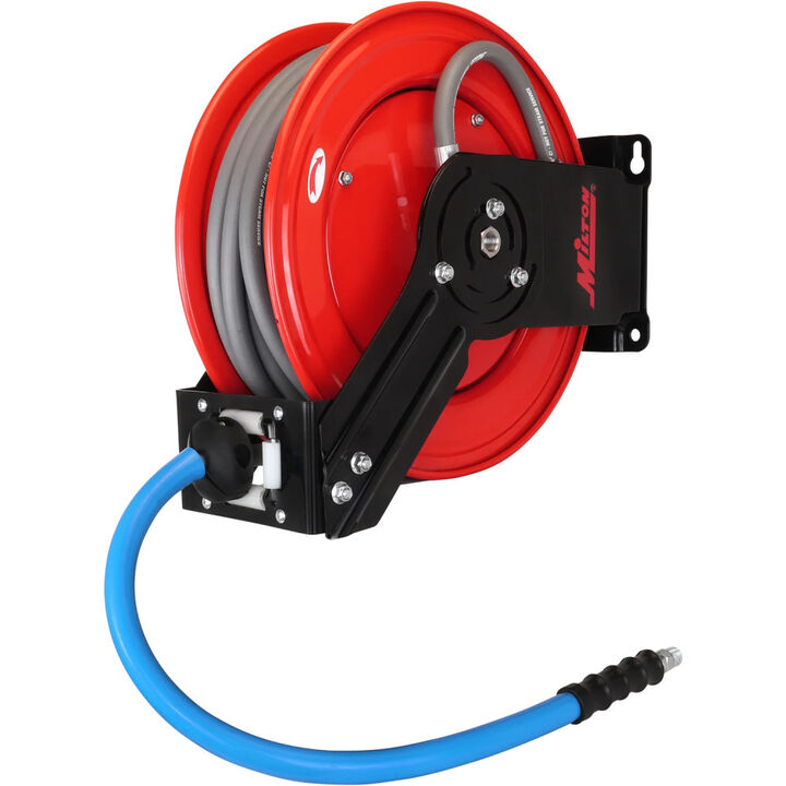 Milton 3/8 Inch x 50 Ft All-In-One Pressure Washer Hose Reel with Kevlar Braided Hose, large image number 2