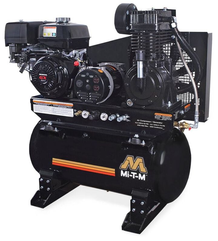 Mi T M Gas Powered 49-State Stationary 30 Gallon Air Compressor & 4000 Watt Generator Combination