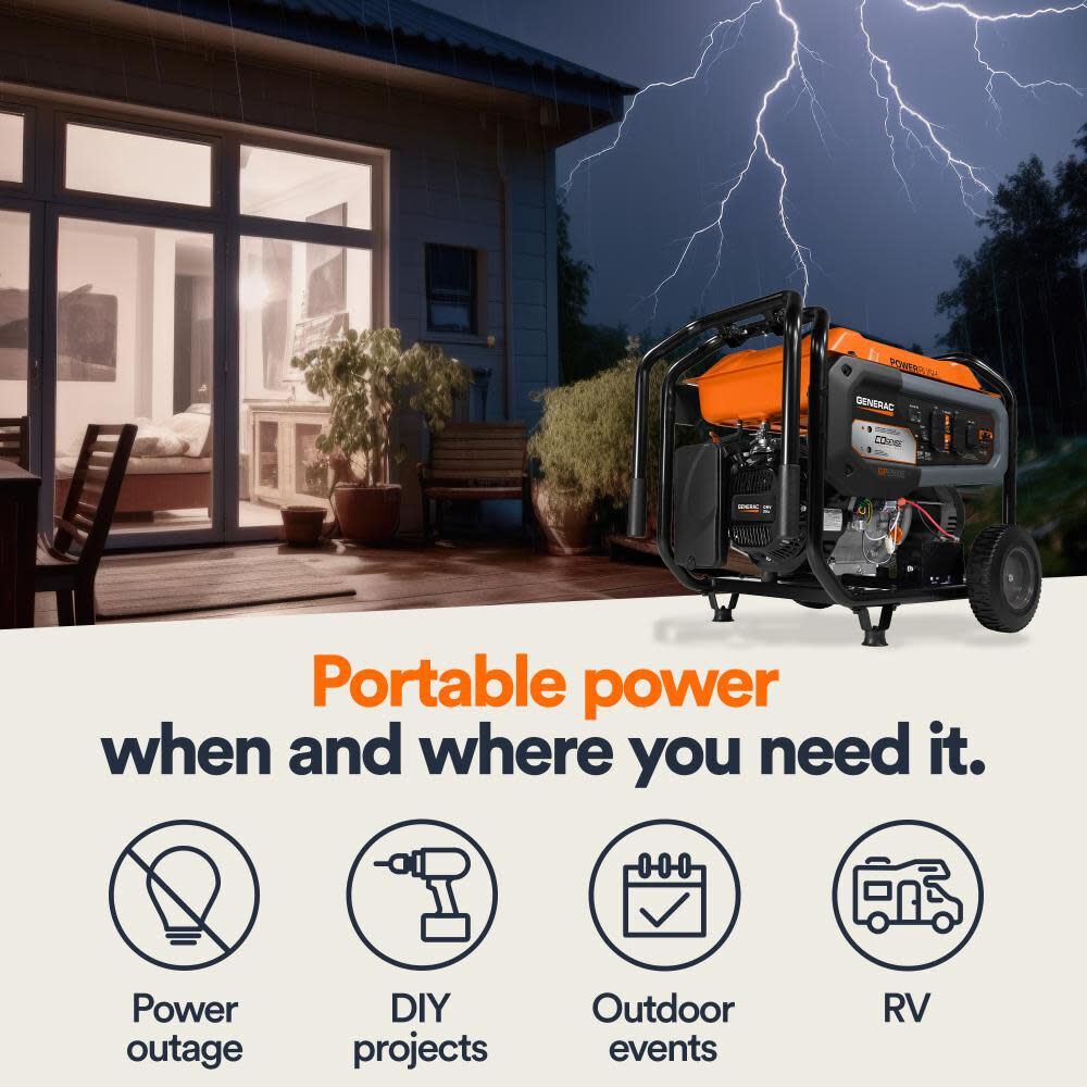 Generac GP Series 8,125 Watt Gas Powered 49-State Portable Generator with COsense Technology, large image number 4