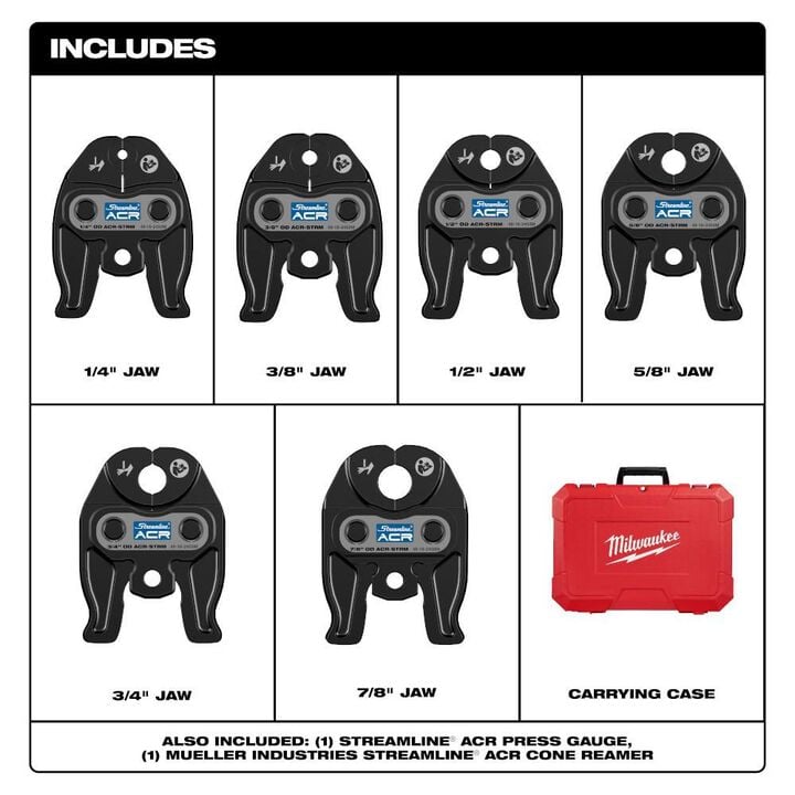 Milwaukee 1/4 - 7/8in Streamline ACR Press Jaw Kit for M12 FORCE LOGIC Press Tool, large image number 1