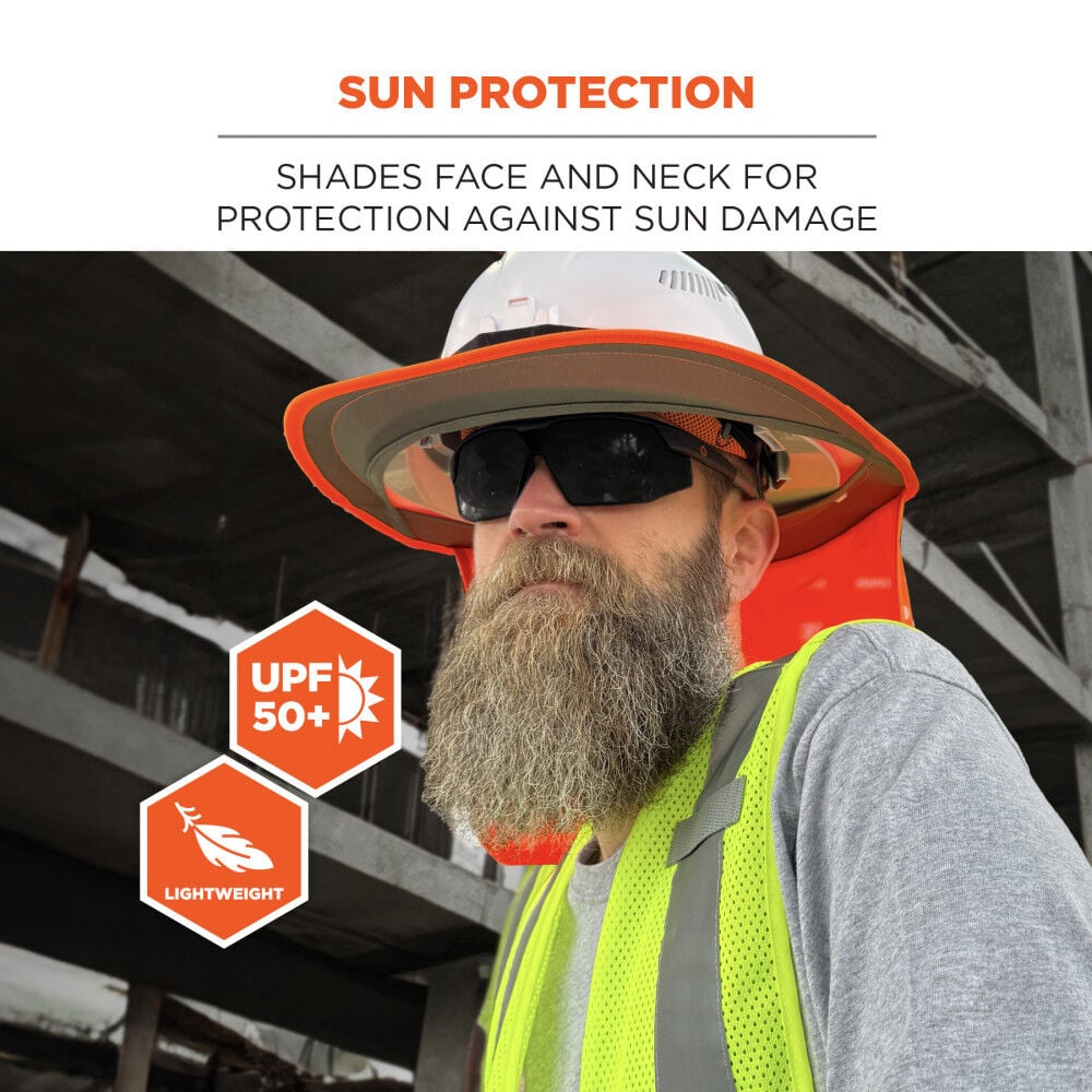 Ergodyne Universal Hard Hat Brim with Neck Shade, Orange, large image number 2