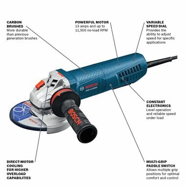 Bosch 5 In. Angle Grinder Variable Speed with Paddle Switch, large image number 1