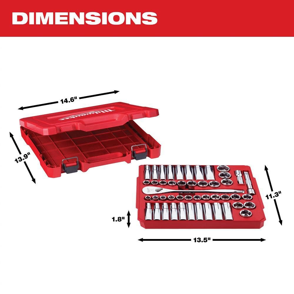 Milwaukee 47 Pc 1 2 In Socket Wrench Set Sae Metric 48 22 9010 - Image 5