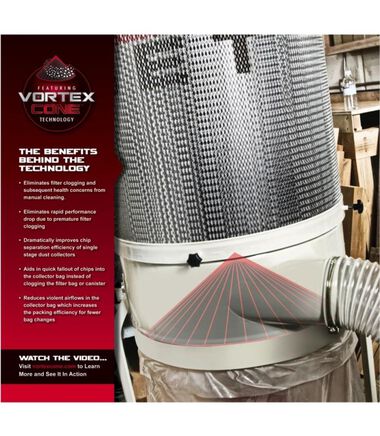 JET DC-1100VX-CK Dust Collector 1.5 HP 1PH 115/230 V 2-Micron Canister Kit, large image number 4