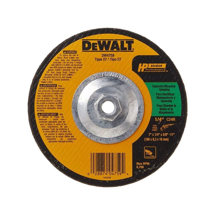 DEWALT 7-in x 1/4-in x 5/8-in to 11 Grinding Wheel, large image number 1