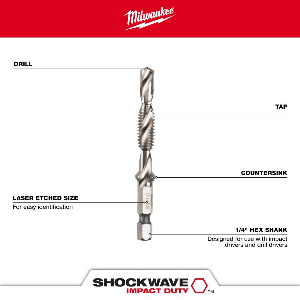 Milwaukee SHOCKWAVE 5 Pc. Metric Impact Drill Tap Set 48894875 from