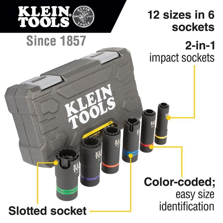 Klein Tools 2-In-1 Slotted Socket Set 6 Piece, large image number 1