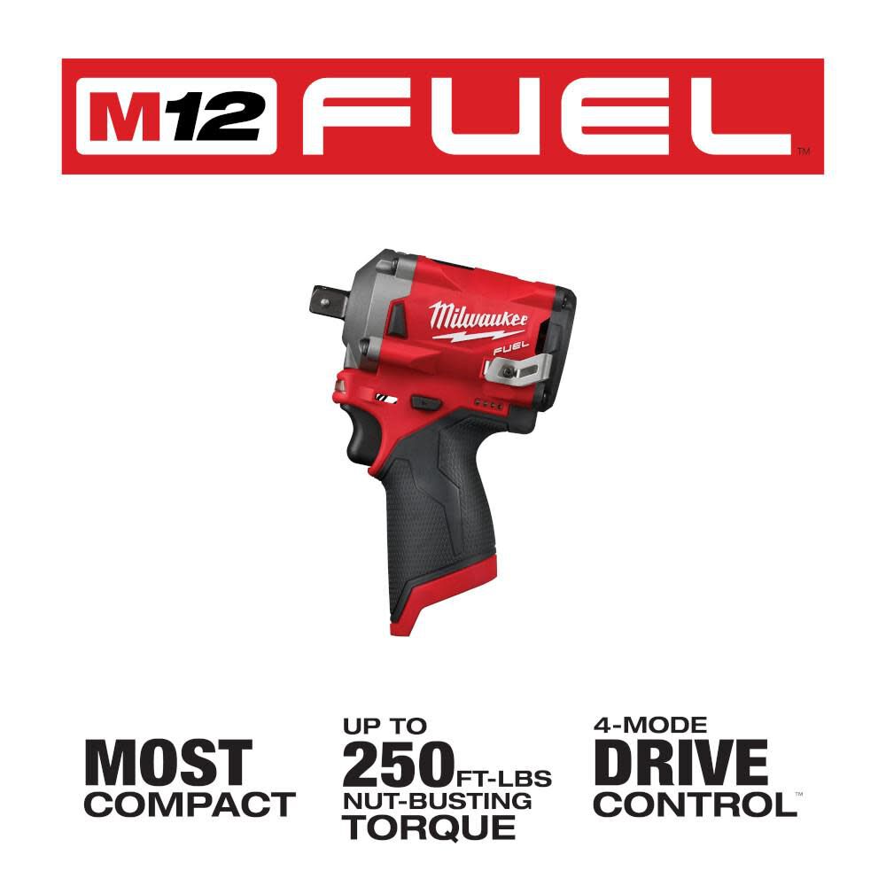Milwaukee M12 Fuel Stubby 1 2inch Pin Impact Wrench Reconditioned Bare Tool 2555p 80 Simolary simolary.com 6
