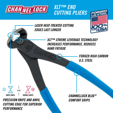 Channellock 8in XLT End Cutter Nippers Xtreme Leverage Technology, large image number 3