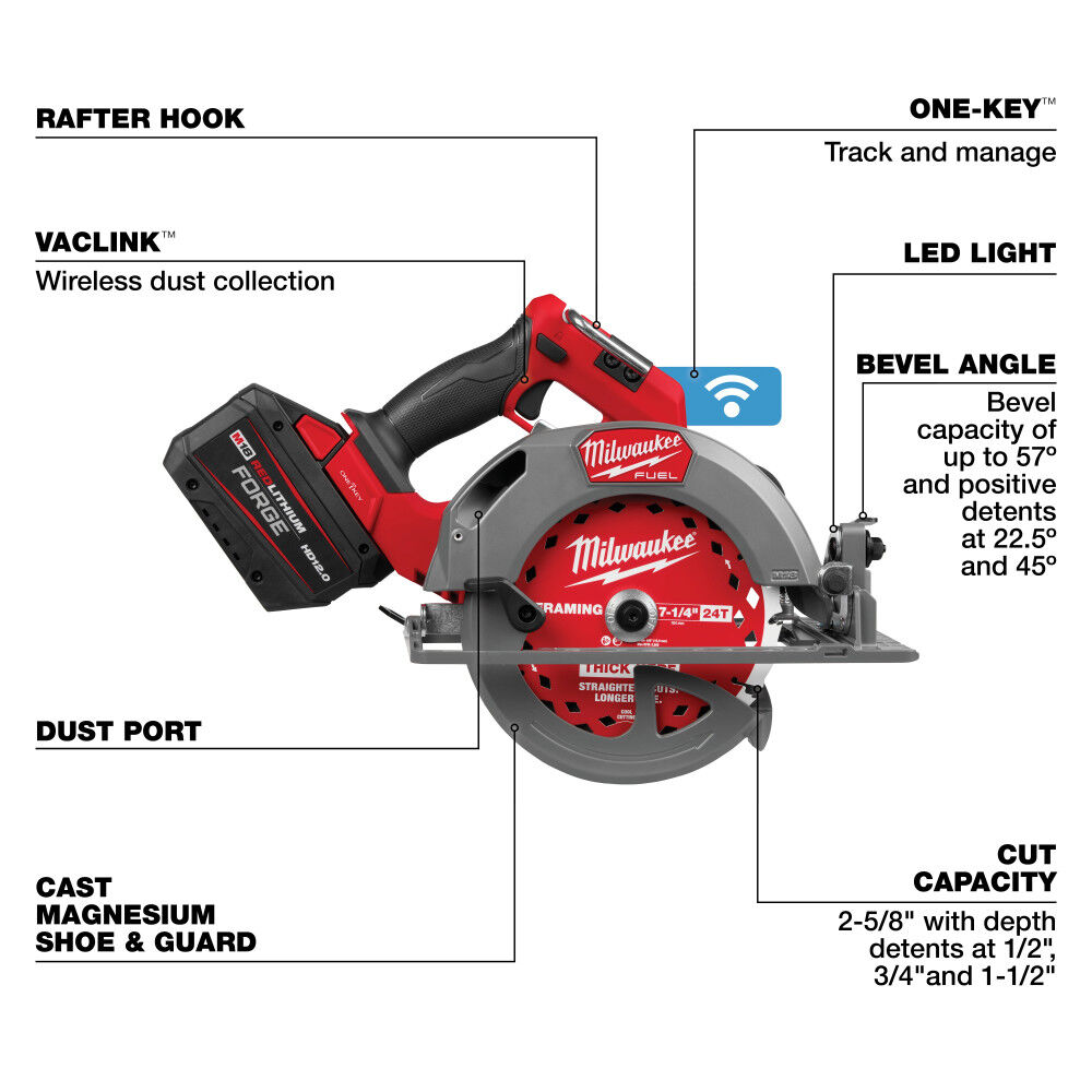 Milwaukee M18 FUEL 7-1/4 Inch Circular Saw with ONE-KEY Kit, large image number 8