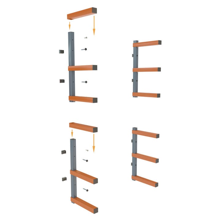 Bora Portamate 2 Pack of 3 Level Wall Mount Wood Rack Orange & Gray, large image number 8