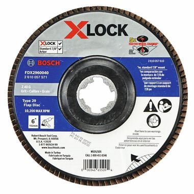 Bosch X LOCK Arbor Type 29 40 Grit Flap Disc 6in