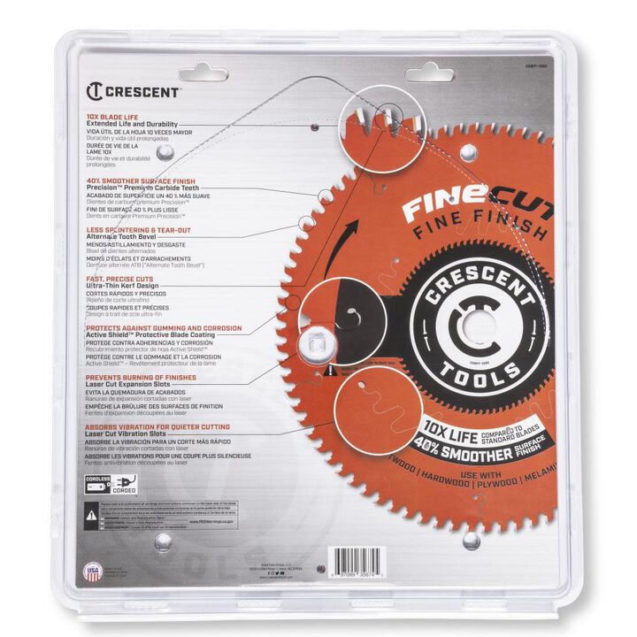 Crescent Circular Saw Blade 12in x 80 Tooth Fine Cut Fine Finishing, large image number 4
