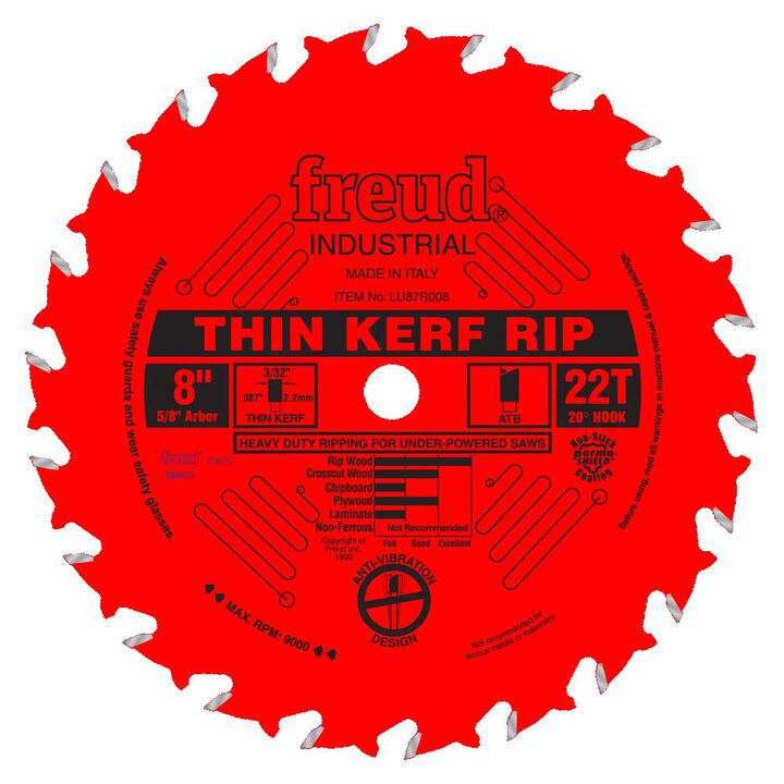 Freud 8 Inch Thin Kerf Rip Blade with Perma-SHIELD Coating, large image number 0