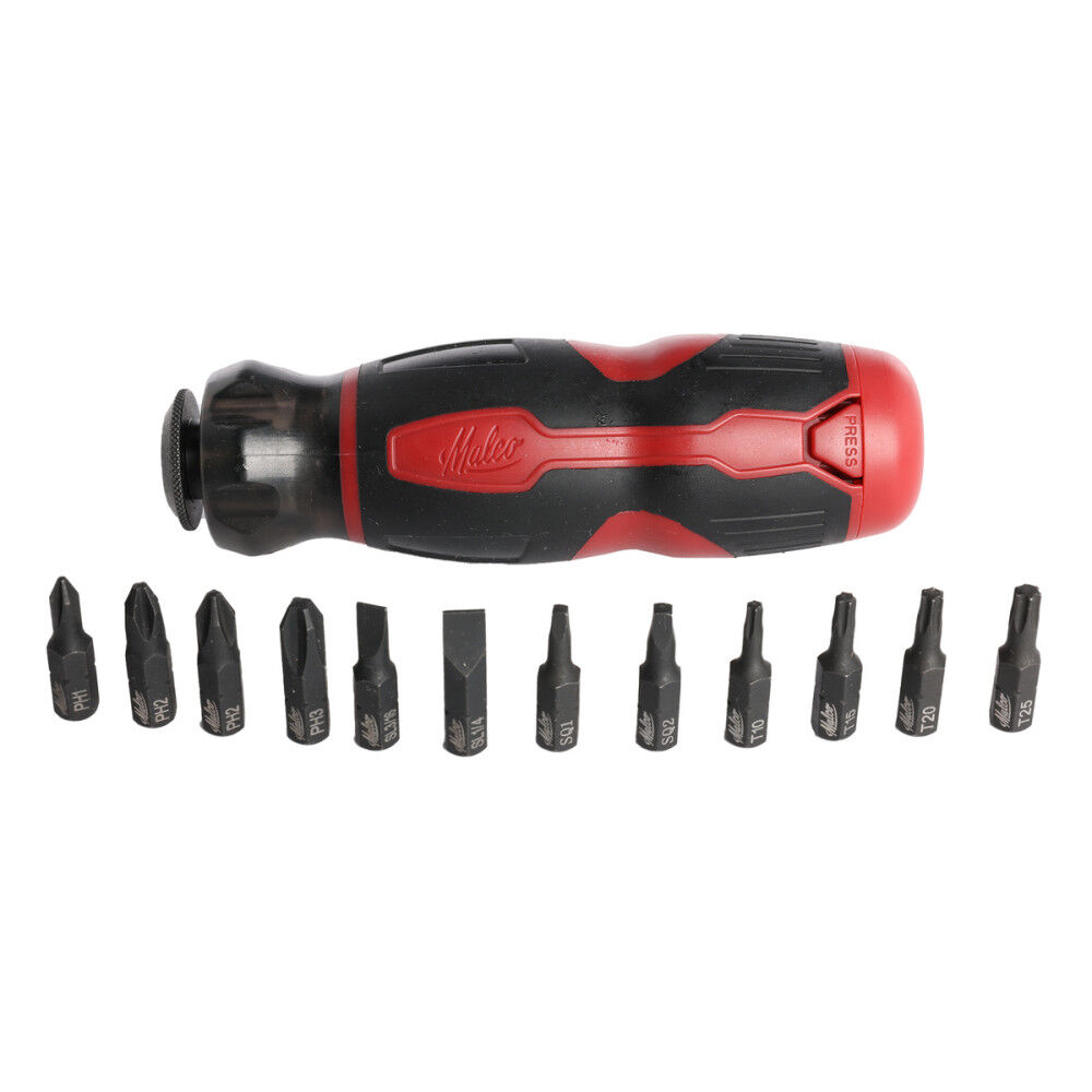 Malco Products Premium Grip Bit Storage Handle with 12 Impact Rated Bits, large image number 1