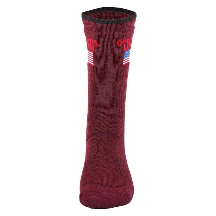 Occidental Leather Mid-Calf Oxy Flag Wool Socks Burgundy Unisex Fits Sizes 8-13, large image number 2