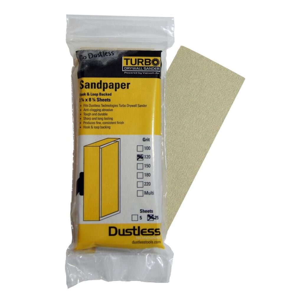 Dustless Technologies Tan 120 Grit Sandpaper For 50001 Sander - 25 Pack, large image number 1