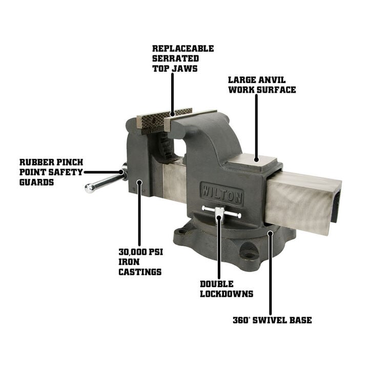 Wilton Shop Vise 8 In. Jaw Width 8 In. Jaw Opening 4 In. Throat Depth, large image number 1