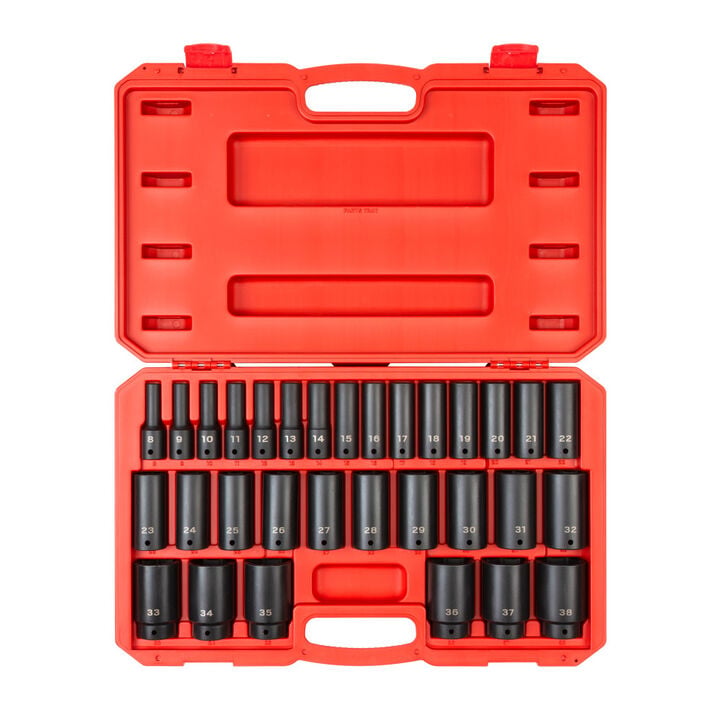 Tekton 1/2 Inch Deep 6 Point Impact Socket Set Case, 31 Piece (8-38 mm), large image number 0