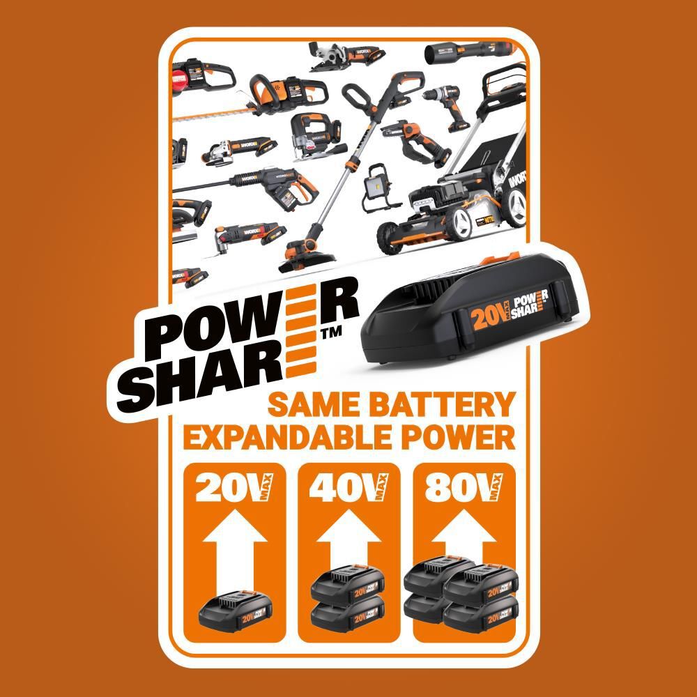 Worx PowerShare Pro 20V 4Ah Lithium Ion Power Tool Battery Pack with Fuel Indicator, large image number 12
