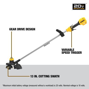 DEWALT 20 V MAX 13 In. Cordless String Trimmer (Bare Tool), large image number 1