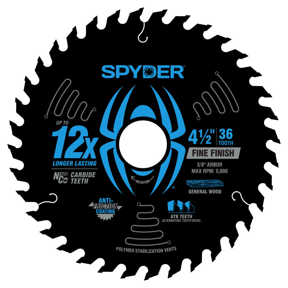 Spyder 4-1/2 Inch 36T Circular Saw Blade for Fine Finishing, large image number 1