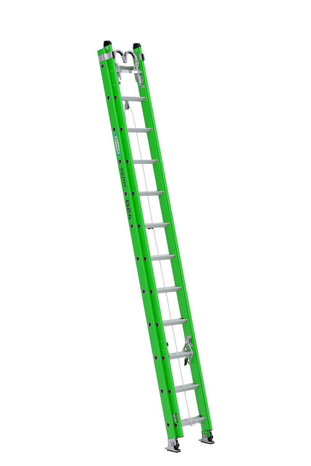 Werner AERO Extension Ladder 24′ IAA FG Box Rail/Tri Rung Strand Grab &V Rung – B7124-2X9294
