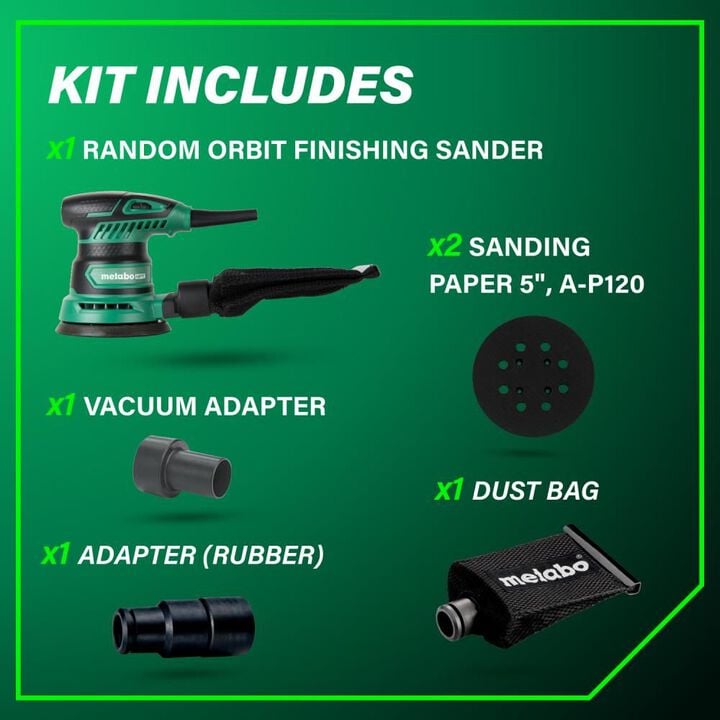 Metabo HPT Finishing Sander 5in Variable Speed Random Orbit, large image number 4