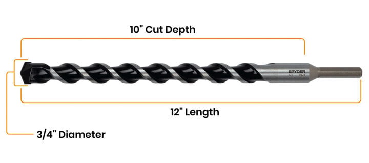 Spyder 3/4 Inch x 12 Inch Carbide-Tipped Impact Shank Hammer Drill Bit, large image number 6
