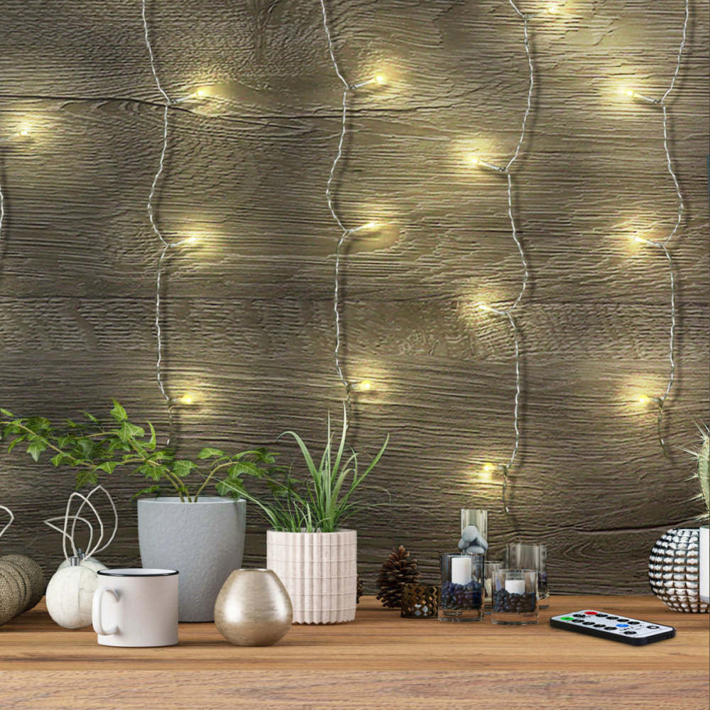 Feit Electric 8 Ft. 2.7W LED Fairy String 120 Light Curtain with Remote Warm White, large image number 6