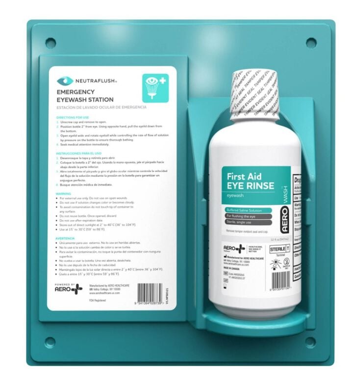 Aero Healthcare NeutraFlush Wall Station with 32 Oz Eye Rinse