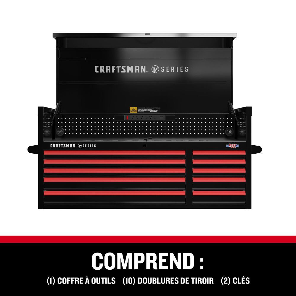 CRAFTSMAN V-SERIES 52 Inch Wide 10-Drawer Tool Chest, Black, large image number 11