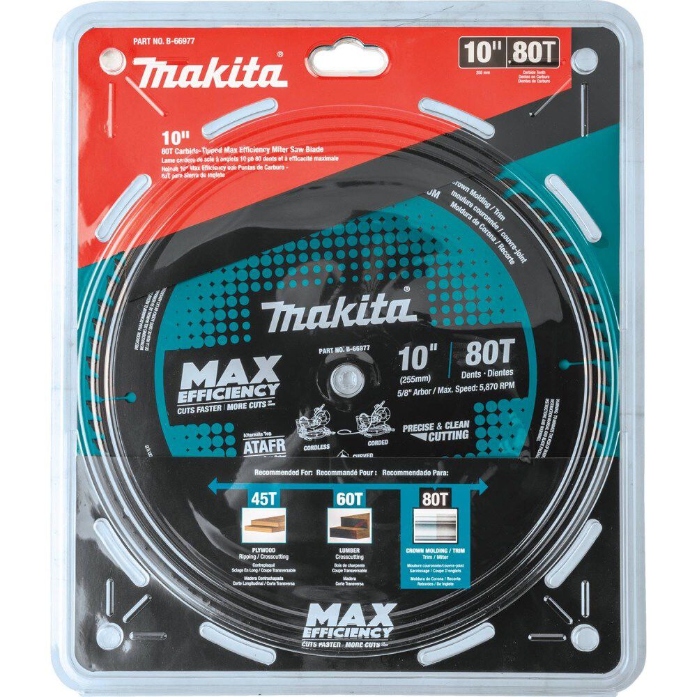 Makita 10in 80T Carbide-Tipped Max Efficiency Miter Saw Blade, large image number 7